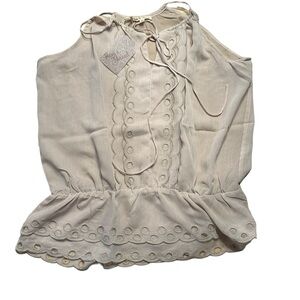NWT Hem&Thred Adorable beige tie camisole with beautiful lace detail Size M
